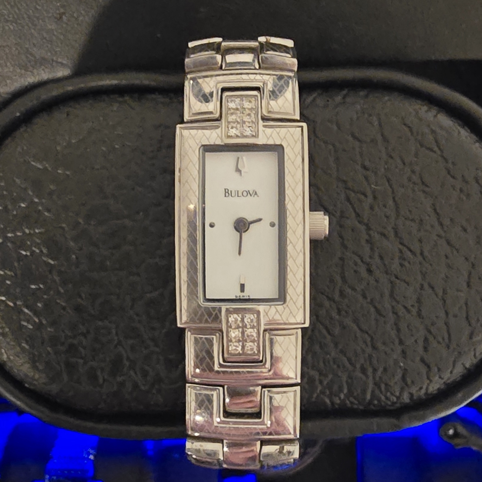 Bulova Silver Watch With Natural Diamond Accents